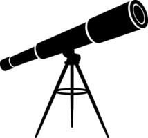 Black Telescope Silhouette on White Background for Astronomy Science and Exploration Related Projects and Designs Illustration Isolated vector