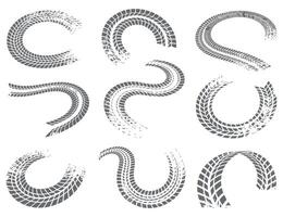 Collection of Gray Tire Track Illustrations on a White Background Perfect for Automotive Racing or Transportation Themed Design Projects and Creative Compositions vector