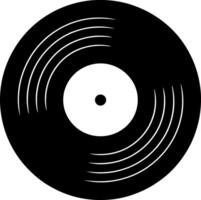 Black and White Vinyl Record Illustration with Grooves and Center Label for Music and Audio Concepts and Retro Design Elements vector