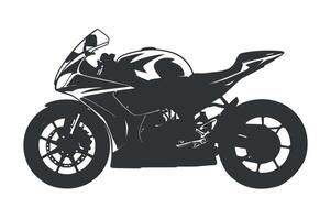 Monochrome Silhouette Illustration of a Modern Sport Motorcycle with Aerodynamic Fairings and Visible Engine Details on a Clean White Background vector