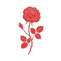 Elegant Red Rose Silhouette with Bud and Leaves on a White Background Ideal for Valentine s Day or Romantic Designs and Floral Illustrations vector