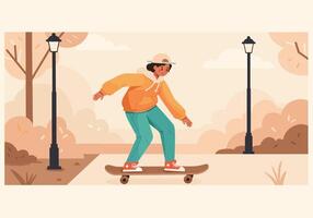 Skateboarder in a park environment vector