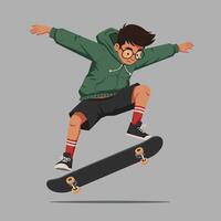 Boy skating on skateboard vector