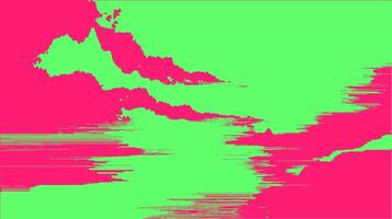 Glitch abstract art with digital texture and horizontal lines. Modern illustration with green and pink shapes in a distorted graphic design. vector