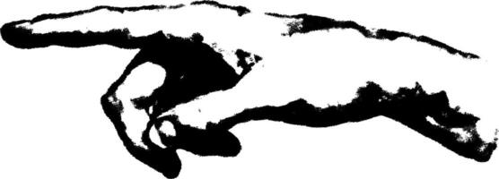 Hand with extended index finger in a pointing gesture. Minimalist vintage stipple illustration in black and white style. vector