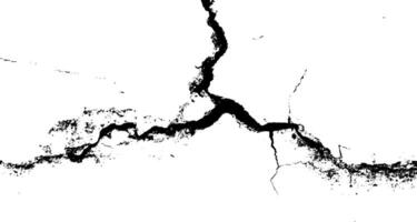 Crack on concrete surface with high-contrast black and white texture. Distressed abstract pattern illustration. vector