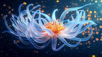 Ethereal Aquatic Bloom A Stunning Digital Creation of a Luminescent Underwater Flower. photo