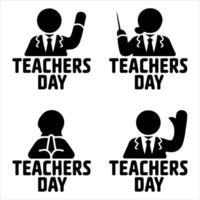 Teachers day celebration icons with diverse poses and gestures vector