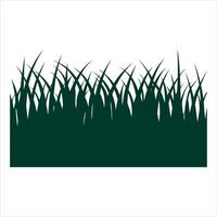 Dark green silhouette of lush grass blades on a white background vector