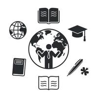 Global education and business opportunities with learning icons vector