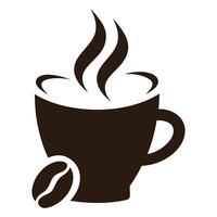 Steaming coffee cup with a single coffee bean icon vector