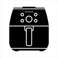 Simple black silhouette icon of a modern air fryer kitchen appliance vector