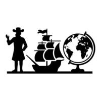 Explorer with sailing ship and globe illustrating global discovery and travel vector