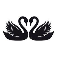 Two elegant black swans forming a heart shape with their necks vector
