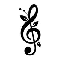 Elegant treble clef adorned with delicate leaves and berries vector