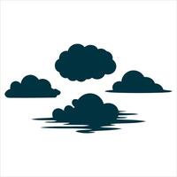 Stylized dark blue clouds floating on a white background vector