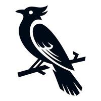 Stylized silhouette of a bird perched on a branch vector