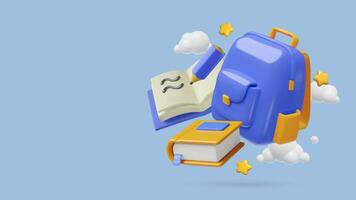 Backpack with books and clouds vector