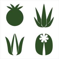 Four stylized dark green plant icons on a white background vector