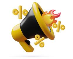 colorful megaphone with flames and percentages vector