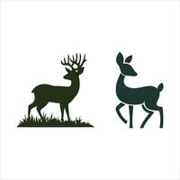 Silhouette of a majestic stag and a graceful doe in a natural setting vector