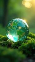 Earth globe in the forest photo