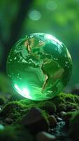 A green globe with a green glow in the middle photo