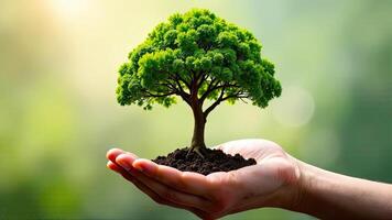 Green tree in hands photo