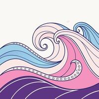 Serene Pastel Ocean Waves Illustration Whimsical Pink, Blue, and Purple Water Design for Calm and Peaceful Mood vector