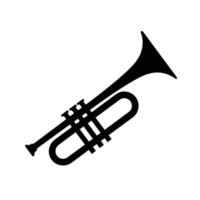 Simple Black Trumpet Silhouette on White Background Perfect for Music Related Designs Posters Flyers and Educational Materials Jazz Classical and Orchestral Themes Clean and Modern vector