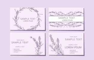 Lavender Business Card Template with Lavender. Elegant Botanical Card Design. Floral Line Art Drawing. Delicate business card layout. Template for Business. Floral Background vector