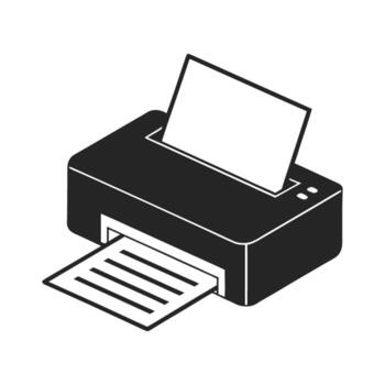 Black and White Isometric Printer Icon Printing a Document Illustrating Office Equipment and Technology for Printing Copying and Document Management in a Simple Modern Style vector