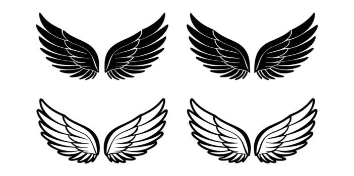 Seamless Pattern of Angel Wings in Black and White a Repeating Design Element for Backgrounds Textiles or Creative Projects with a Spiritual or Fantasy Theme vector