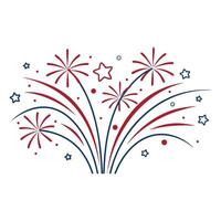 Festive Red and Blue Fireworks Burst with Stars and Circles for Celebrations and Patriotic Holidays on a Clean White Background Illustration vector