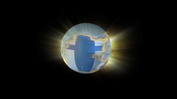 An abstract planet representing the country of Finland rotates around its axis. video
