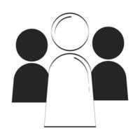 Leader figure and team doodle linear object. HR teamwork. Leading people. Employee group. Leadership management 2D outline clip art drawing isolated on white. Hand drawn sketch illustration vector