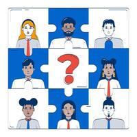 Diverse characters in puzzle pieces vector