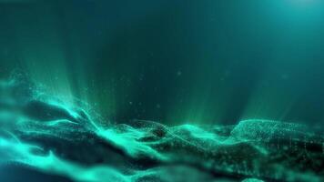 A fantastic background of virtual light blue sparkling waves, smoothly flowing into each other, opens up new horizons for creative imagination. video