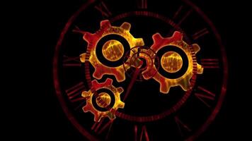 Abstraction symbolizing the transience of time. Gears rotate, pushing each other inside the dial of the watch video