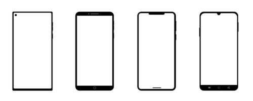 Four different types of smartphones on a white background vector