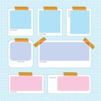 Set of photo frame mockup displayed on a brown background. realistic postcard. Mockup photo frames. vector