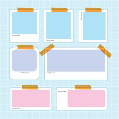 Set of photo frame mockup displayed on a brown background. realistic postcard. Mockup photo frames.