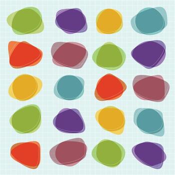 moderno vistoso resumen formas en un sin costura modelo. resumen formas en pastel colores. un variedad de resumen formas crear un juguetón y vibrante diseño. vistoso formas ilustración vector