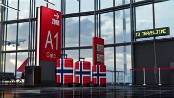 The Norway Flag with on the Travel Suitcase video