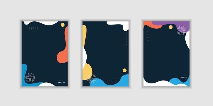 Set colorful abstract geometric wave pattern with dotted banner template background professional vector