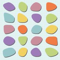 Modern Colorful abstract shapes in a seamless pattern. Abstract shapes in pastel colors. A variety of abstract shapes create a playful and vibrant design. Colorful shapes, fun element set. vector