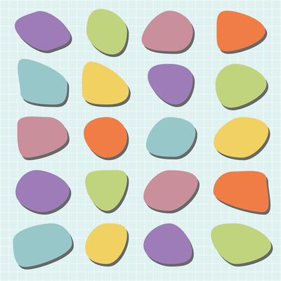 Modern Colorful abstract shapes in a seamless pattern. Abstract shapes in pastel colors. A variety of abstract shapes create a playful and vibrant design. Colorful shapes, fun element set.