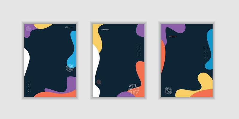 Set Modern colorful abstract geometric wave pattern with dotted banner template background