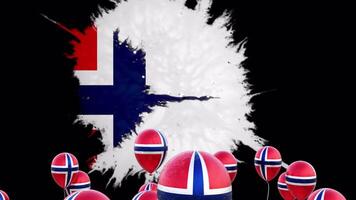 Norway Flag on the Flying Balloons with Background video
