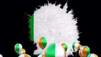 Ireland Flag on the Flying Balloons with Background video